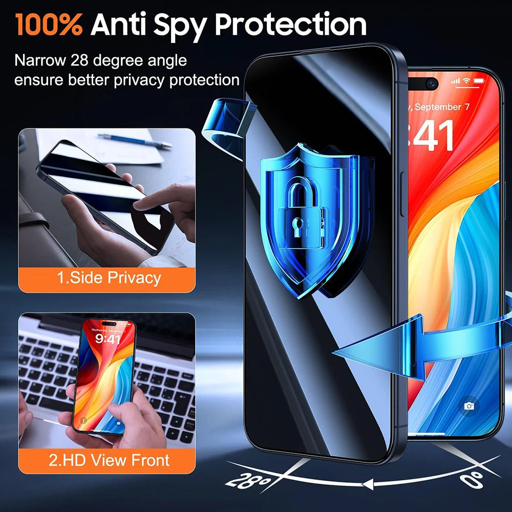HD Privacy Tempered Glass installation Screen Protector for iPhone 17 Pro Max 17Air 17PM Anti-Spy Glass Cover Easy to Install
