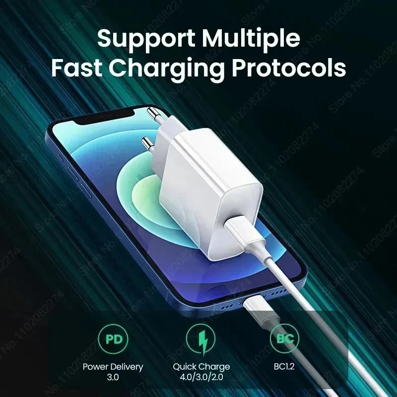 30W Type C PD Cable Fast Charger For iPhone 16 15 14 13 12 11 17 Pro Max Air iPad Travel Adapter USB C Phone Charger Accessories