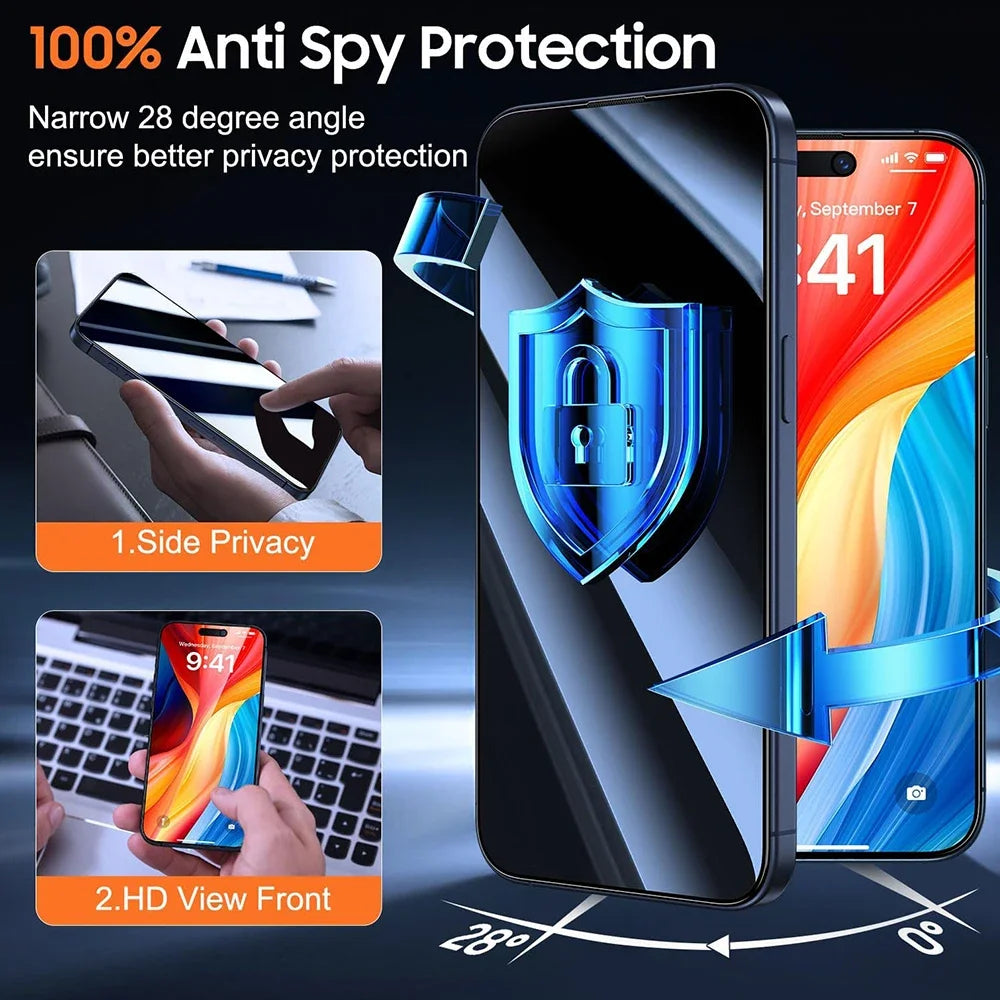HD Privacy Tempered Glass installation Screen Protector for iPhone 17 Pro Max 17Air 17PM Anti-Spy Glass Cover Easy to Install
