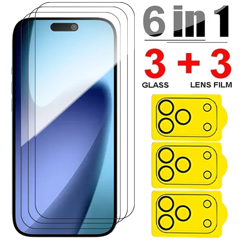 6IN1 Tempered Glass for iPhone 17 Pro Max 17Air 17Pro HD Clear Screen Protector with Camera Lens Film for IPhone 17 Series 2025