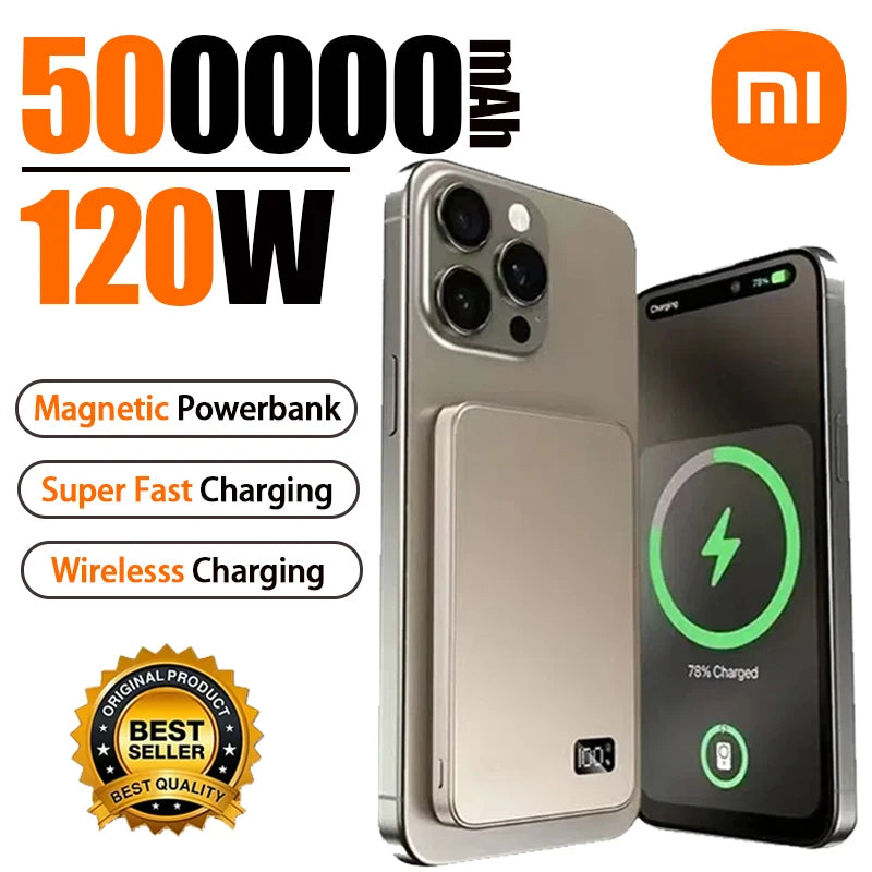 500000mAh Fast Charge Power Bank MagSafe Wireless Charging