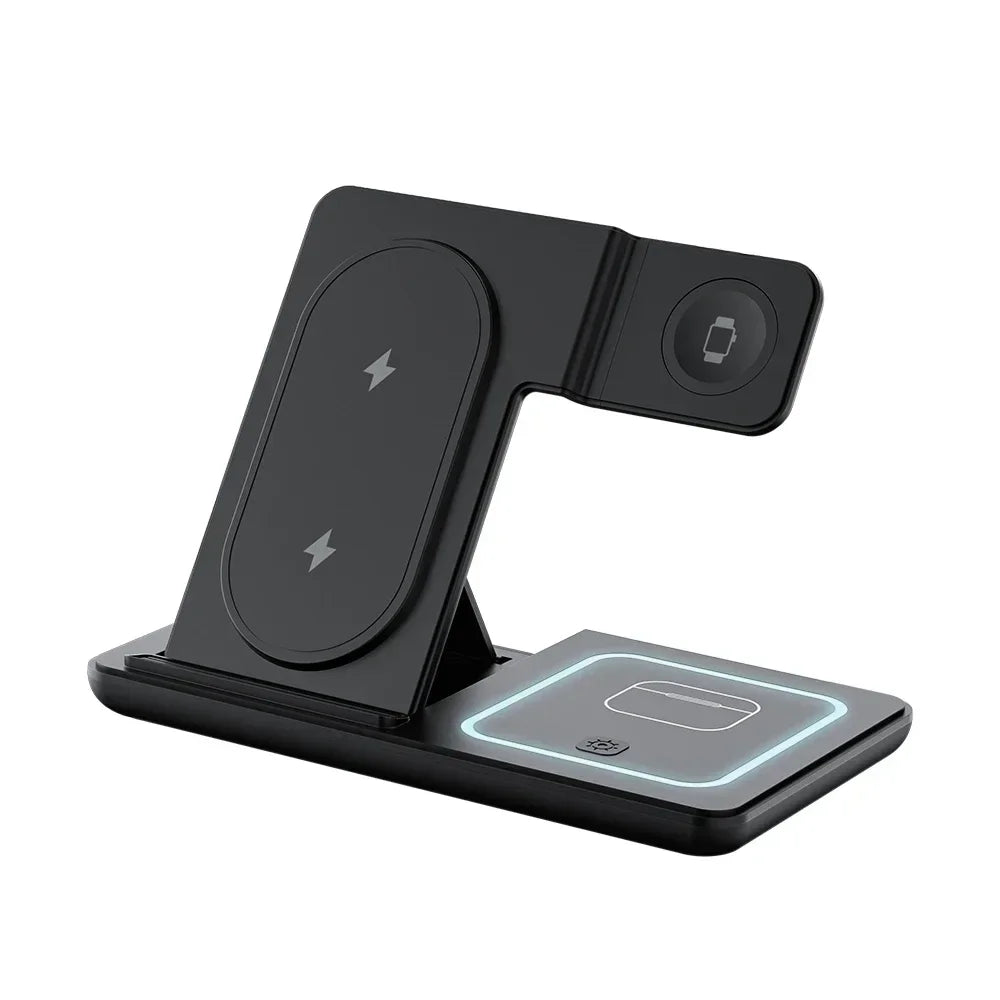 3 in 1 Night LED Light Wireless Charger Stand For iPhone 17 16 15 14 13 Apple Watch SE Airpods Pro Folding Fast Charging Station