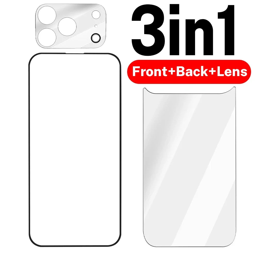 6in1 Front+Back Tempered Glass with HD Camera Lens Glass Anti-Scratch Screen Protectors for iPhone 17 Air 17 Pro 17Pro Max