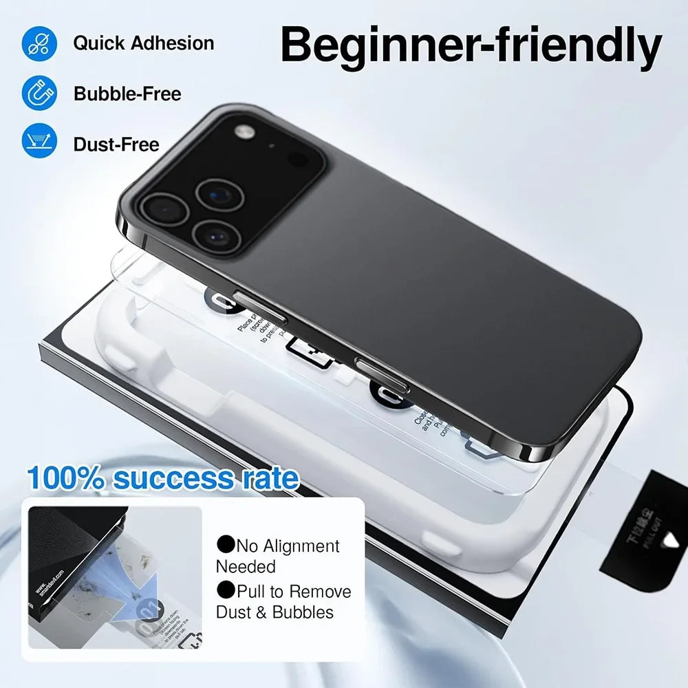 1-3Pcs Easy Install Tempered Glass for IPhone 17 Pro Max 17 Air Anti-Spy/HD Clear Screen Protector Dust Removal Quick Paste Box