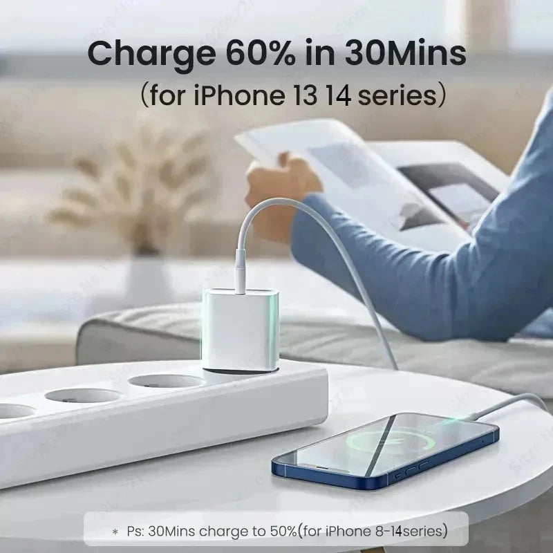 30W Type C PD Cable Fast Charger For iPhone 16 15 14 13 12 11 17 Pro Max Air iPad Travel Adapter USB C Phone Charger Accessories