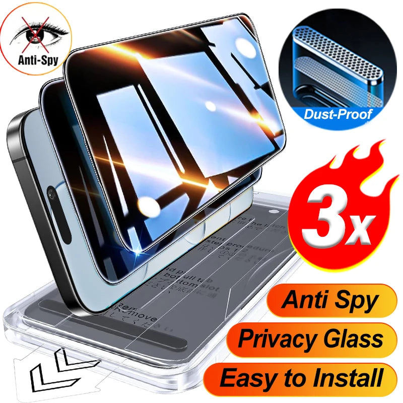HD Privacy Tempered Glass installation Screen Protector for iPhone 17 Pro Max 17Air 17PM Anti-Spy Glass Cover Easy to Install