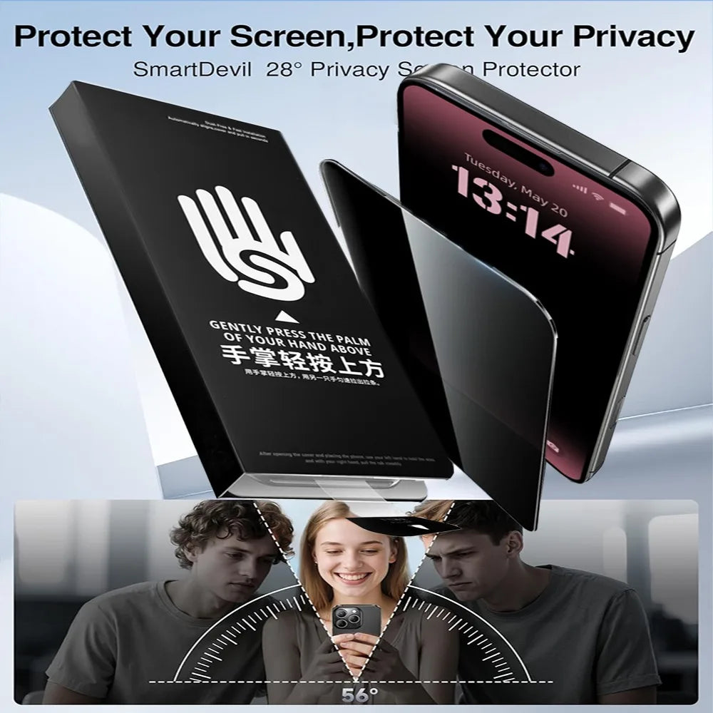 1-3Pcs Easy Install Tempered Glass for IPhone 17 Pro Max 17 Air Anti-Spy/HD Clear Screen Protector Dust Removal Quick Paste Box
