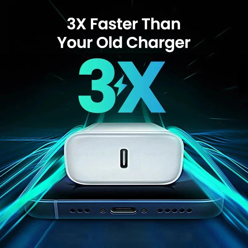 30W Type C PD Cable Fast Charger For iPhone 16 15 14 13 12 11 17 Pro Max Air iPad Travel Adapter USB C Phone Charger Accessories