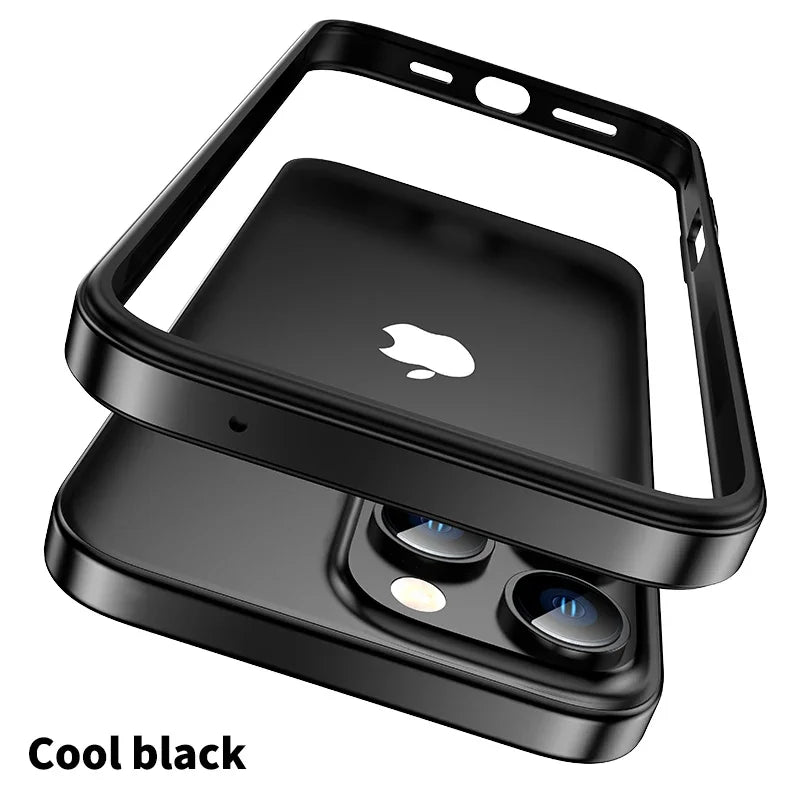 Titanium Metal Frame Bumper Shockproof Case for IPhone 17 Air 16 15 Pro Max Plus for Apple Solid Colour Protection Phone Cover