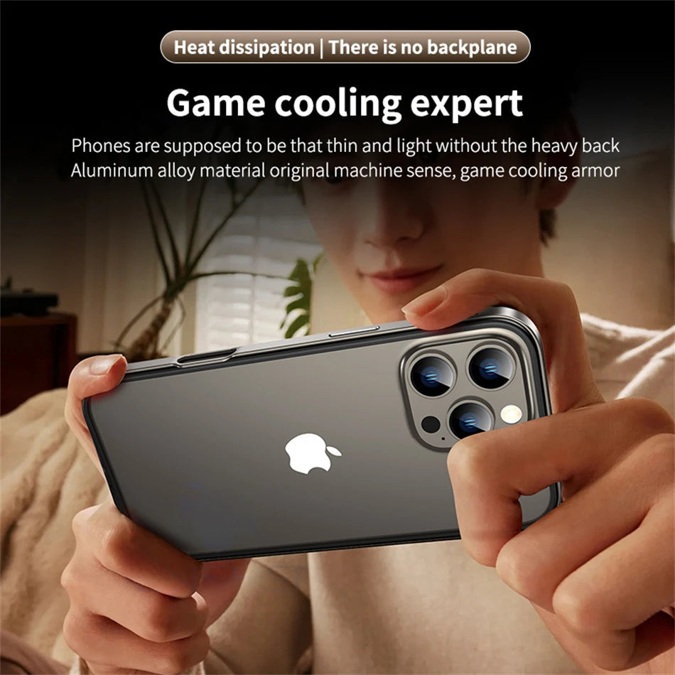 Titanium Metal Frame Bumper Shockproof Case for IPhone 17 Air 16 15 Pro Max Plus for Apple Solid Colour Protection Phone Cover
