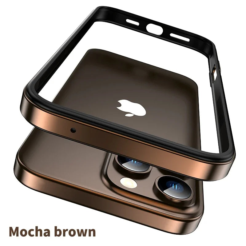 Titanium Metal Frame Bumper Shockproof Case for IPhone 17 Air 16 15 Pro Max Plus for Apple Solid Colour Protection Phone Cover