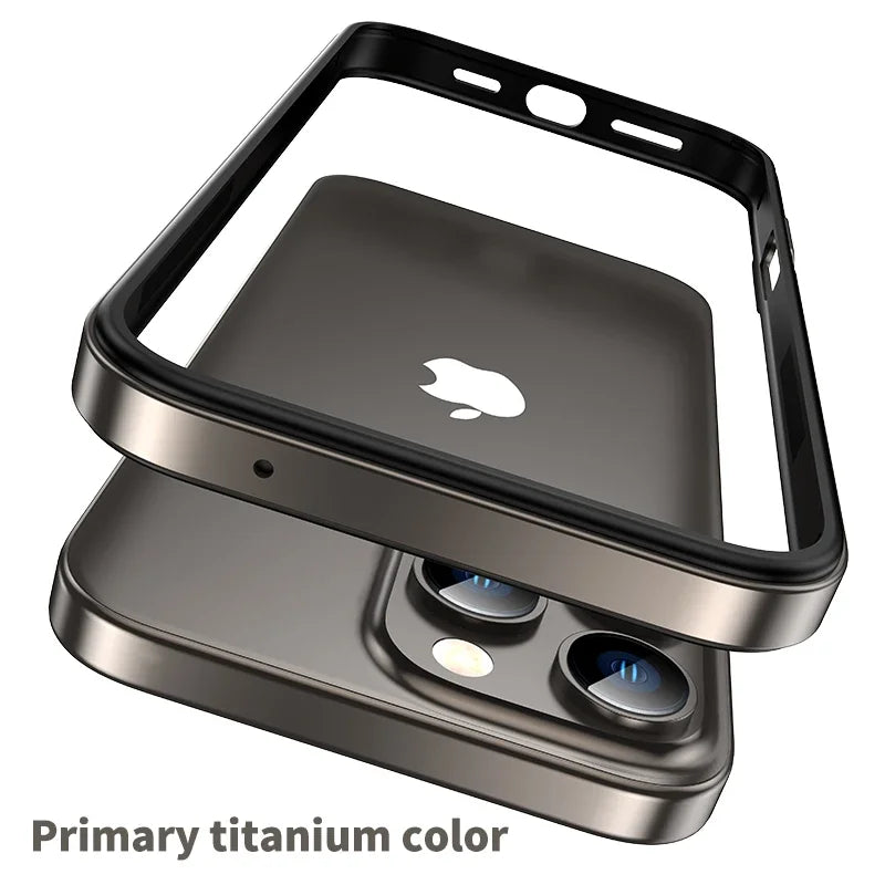 Titanium Metal Frame Bumper Shockproof Case for IPhone 17 Air 16 15 Pro Max Plus for Apple Solid Colour Protection Phone Cover