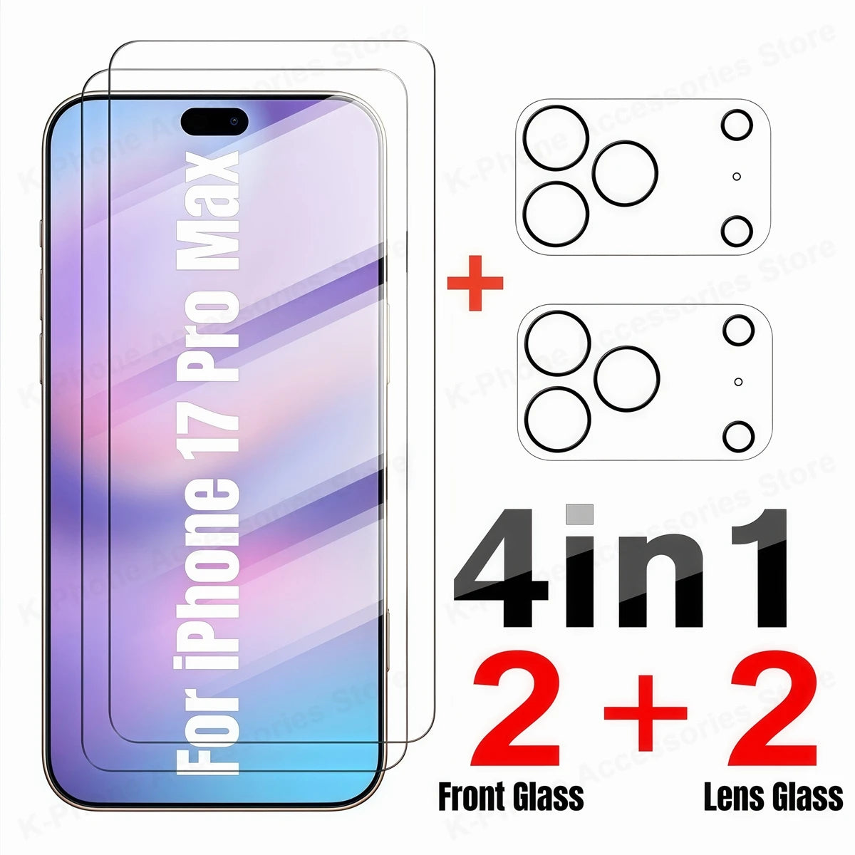 4in1 For iPhone 17 Pro 17Pro Max 17 Air Tempered Glass HD Clear Front Screen Protector+Camera Lens Glass For iPhone 17 17ProMax