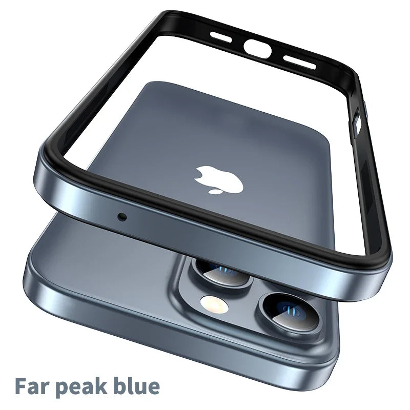 Titanium Metal Frame Bumper Shockproof Case for IPhone 17 Air 16 15 Pro Max Plus for Apple Solid Colour Protection Phone Cover