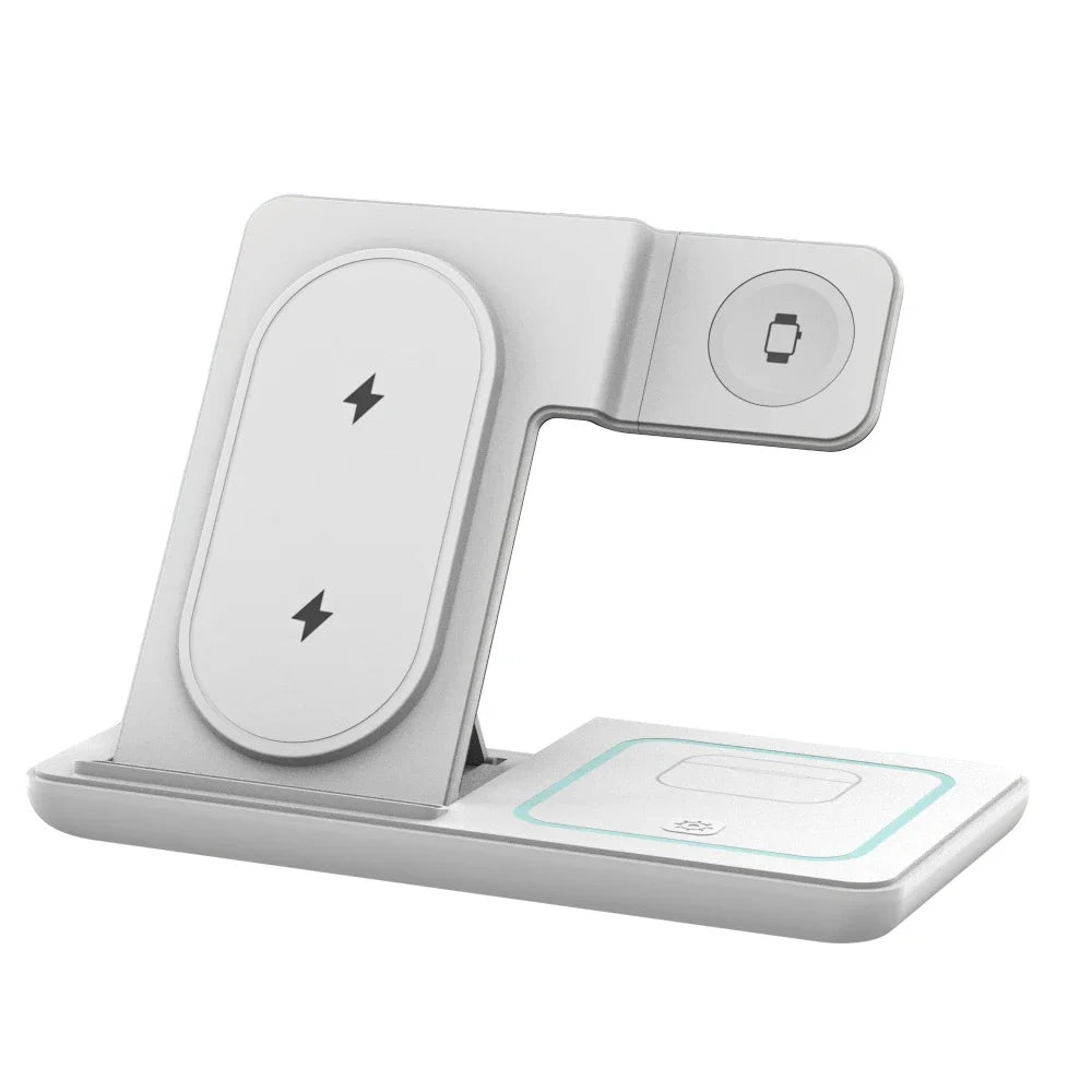 3 in 1 Night LED Light Wireless Charger Stand For iPhone 17 16 15 14 13 Apple Watch SE Airpods Pro Folding Fast Charging Station