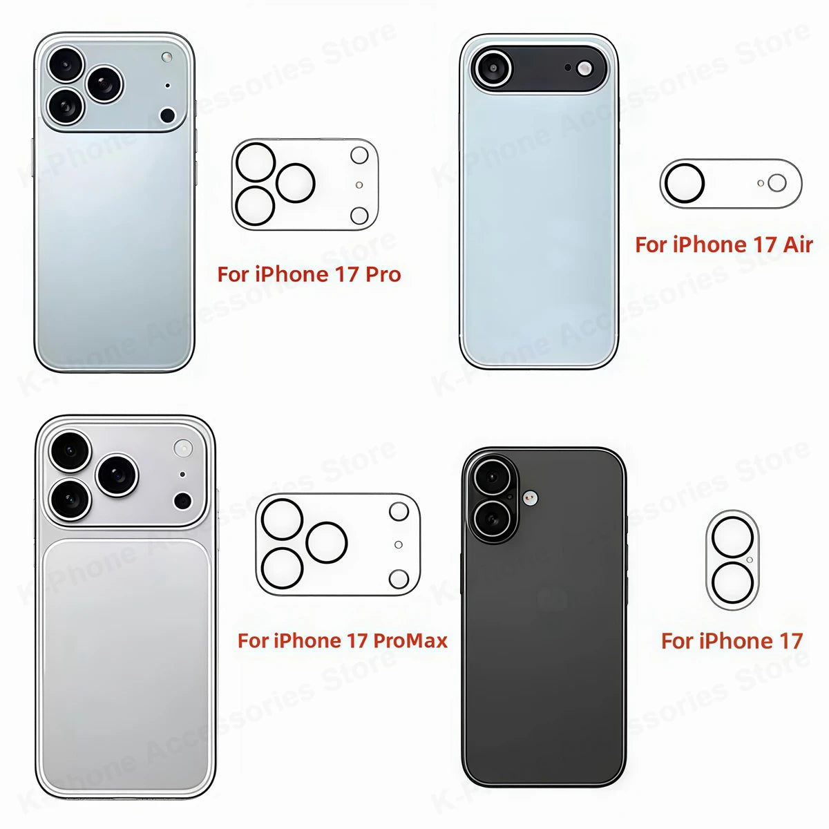 4in1 For iPhone 17 Pro 17Pro Max 17 Air Tempered Glass HD Clear Front Screen Protector+Camera Lens Glass For iPhone 17 17ProMax