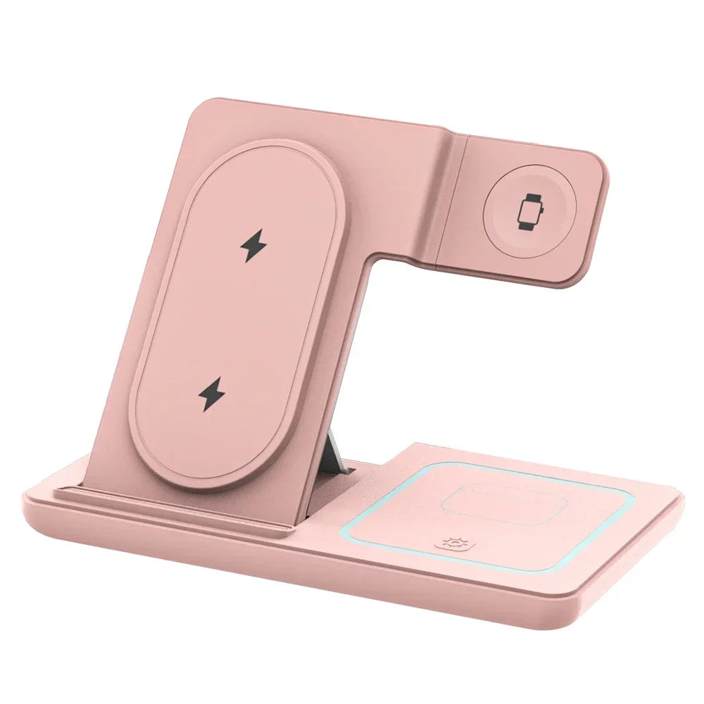 3 in 1 Night LED Light Wireless Charger Stand For iPhone 17 16 15 14 13 Apple Watch SE Airpods Pro Folding Fast Charging Station