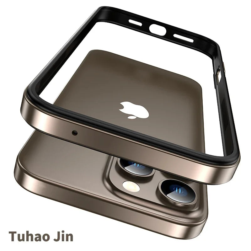 Titanium Metal Frame Bumper Shockproof Case for IPhone 17 Air 16 15 Pro Max Plus for Apple Solid Colour Protection Phone Cover