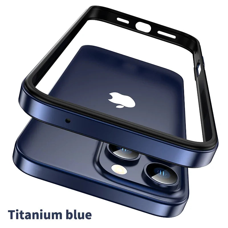 Titanium Metal Frame Bumper Shockproof Case for IPhone 17 Air 16 15 Pro Max Plus for Apple Solid Colour Protection Phone Cover