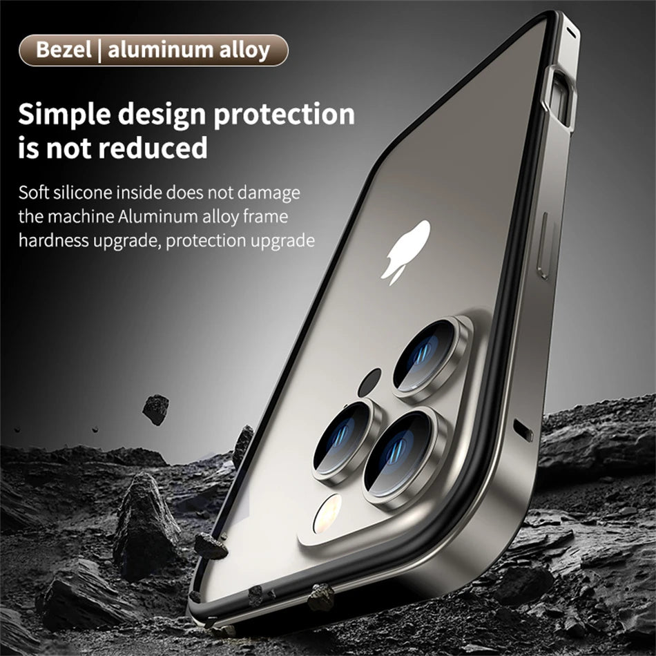 Titanium Metal Frame Bumper Shockproof Case for IPhone 17 Air 16 15 Pro Max Plus for Apple Solid Colour Protection Phone Cover