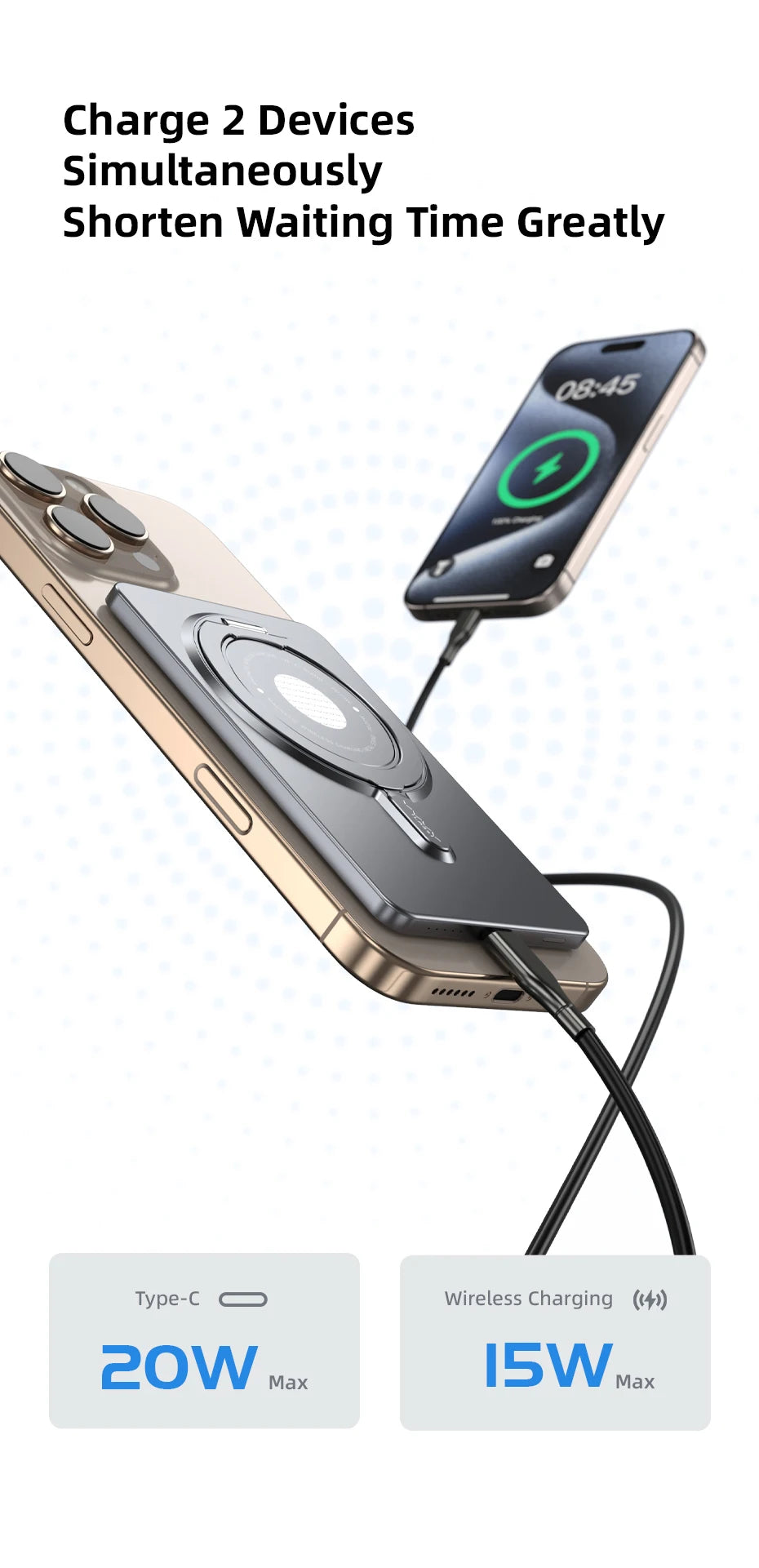 Vyvylabs 5000mAh Ultra-Thin Magnetic Power Bank 20W Mini Metal Wireless Fast Charging External Battery for iPhone 17 16 Samsung