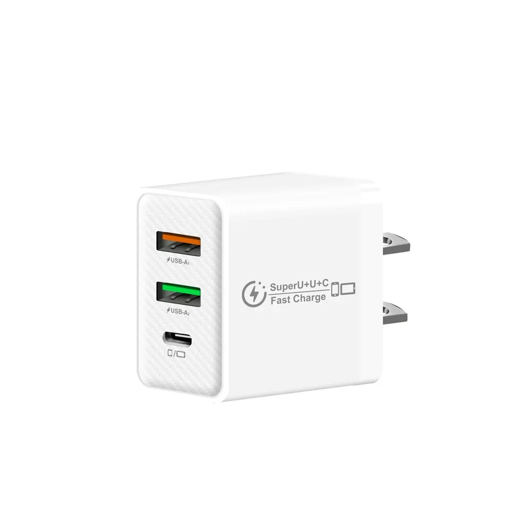 48W PD QC3.0 USB C Fast Charger For iPhone 17 16 15 14 13 12 Xiaomi Samsung Huawei EU US UK Wall Adapter 3Port USB Phone Charger