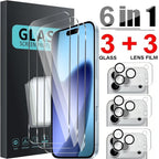 6IN1 Tempered Glass for iPhone 17 Pro Max 17Air 17Pro HD Clear Screen Protector with Camera Lens Film for IPhone 17 Series 2025