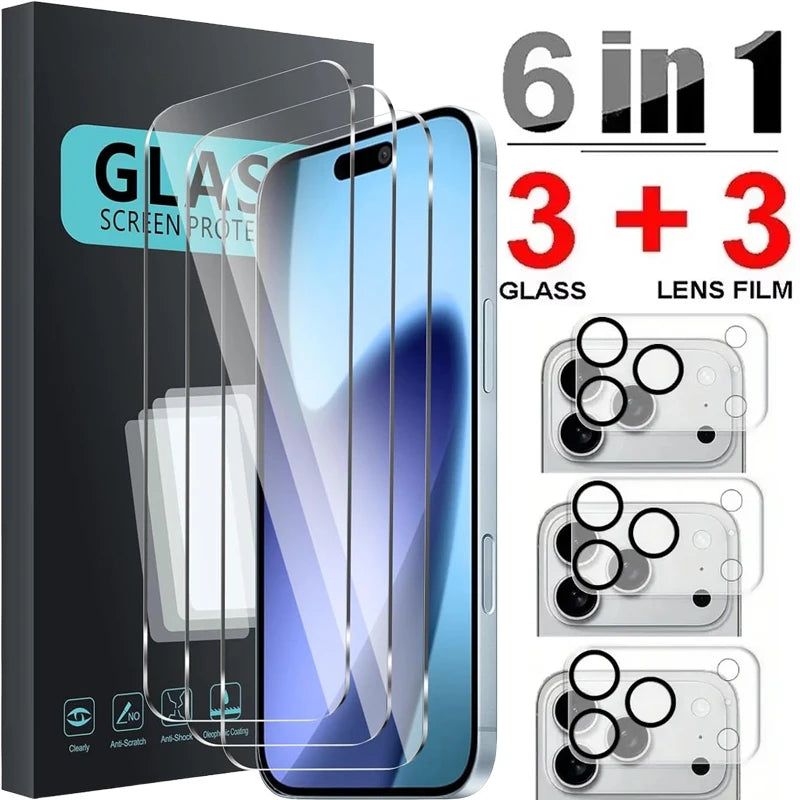 6IN1 Tempered Glass for iPhone 17 Pro Max 17Air 17Pro HD Clear Screen Protector with Camera Lens Film for IPhone 17 Series 2025