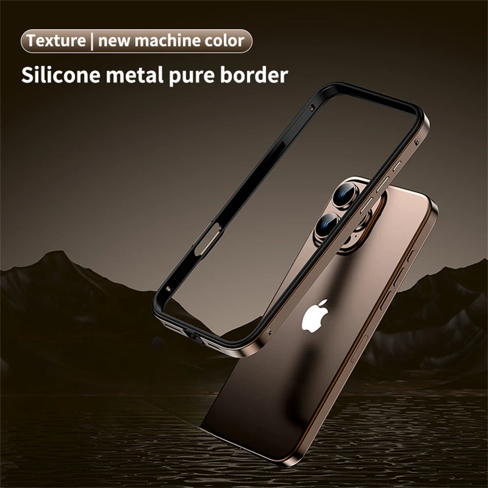 Titanium Metal Frame Bumper Shockproof Case for IPhone 17 Air 16 15 Pro Max Plus for Apple Solid Colour Protection Phone Cover