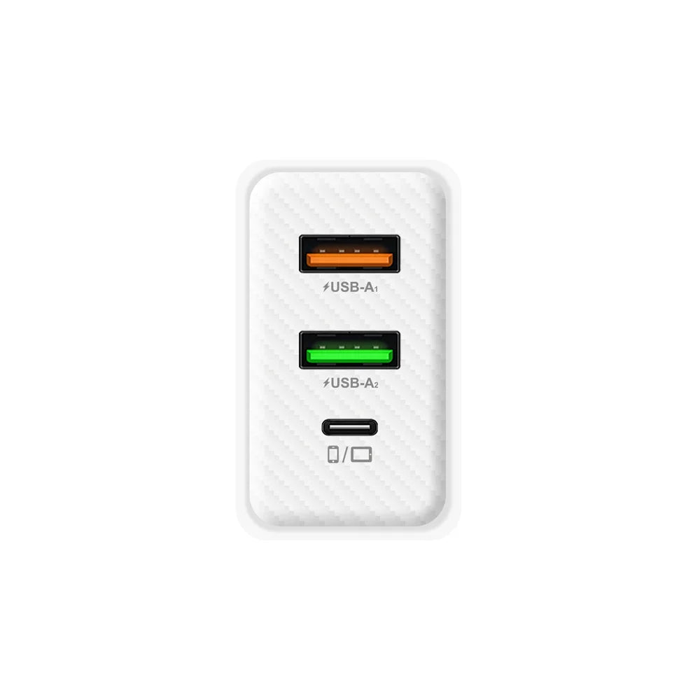48W PD QC3.0 USB C Fast Charger For iPhone 17 16 15 14 13 12 Xiaomi Samsung Huawei EU US UK Wall Adapter 3Port USB Phone Charger