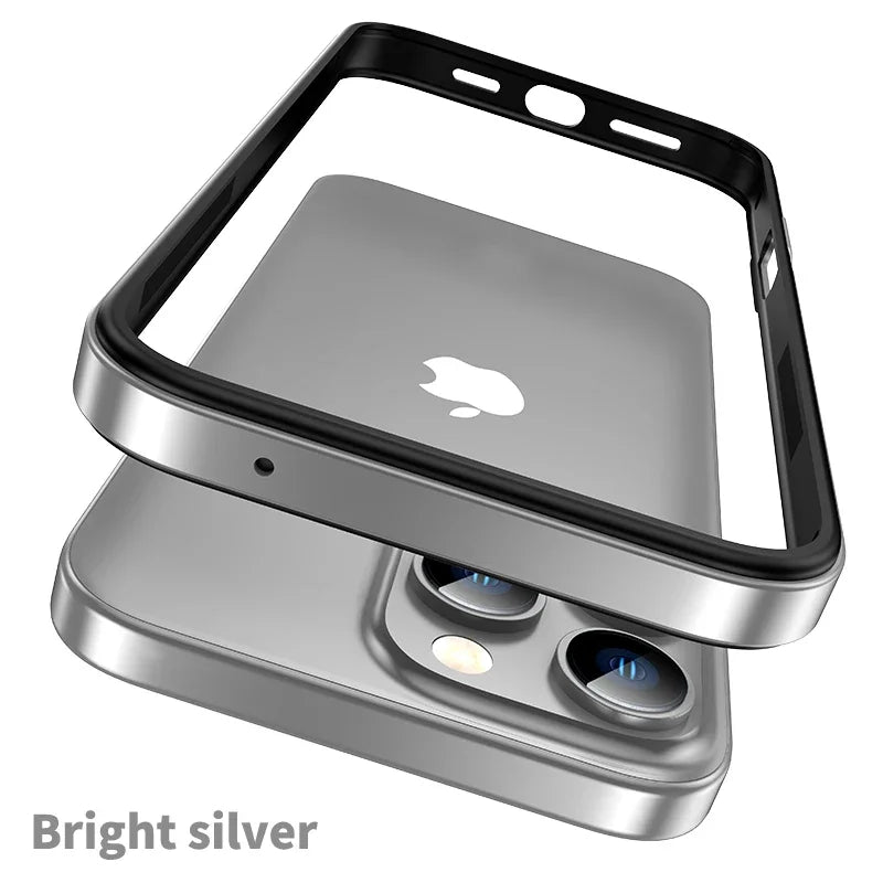 Titanium Metal Frame Bumper Shockproof Case for IPhone 17 Air 16 15 Pro Max Plus for Apple Solid Colour Protection Phone Cover